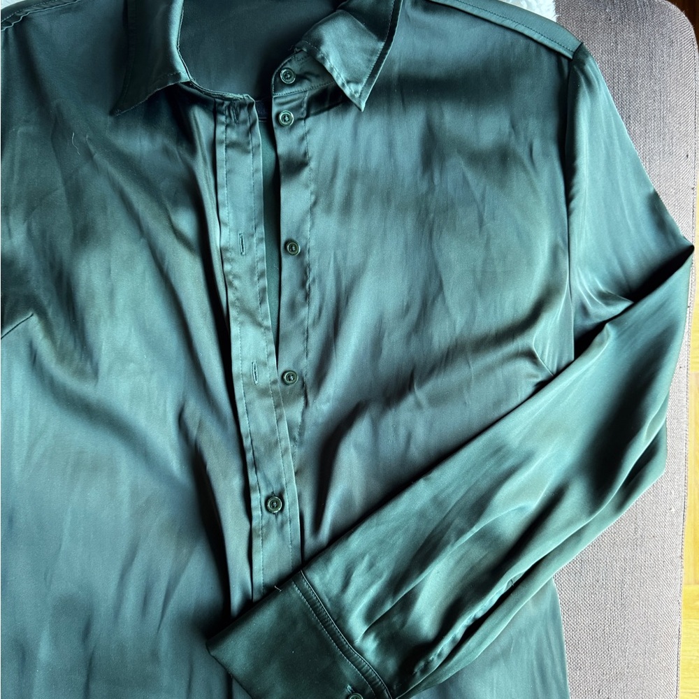 Babaton green silk dress